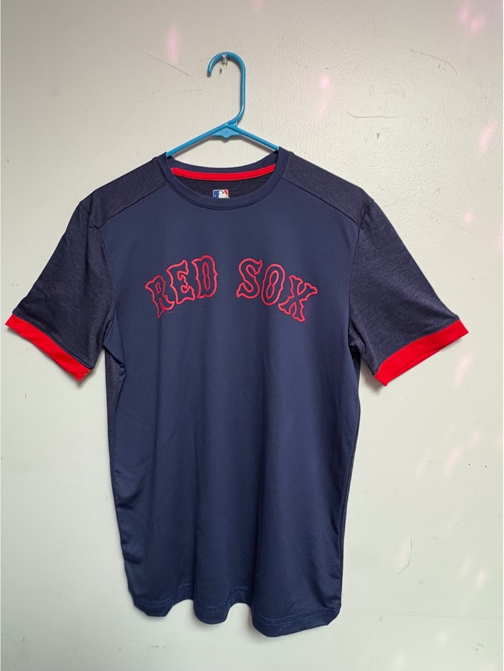 MLB Boston Red Sox Navy Blue and Red Short Sleeve T-Shirt Medium